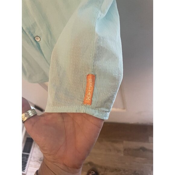 Tommy Bahama Relax Men's Size L Button Down Short Sleeve Baby Blue Shirt - Picture 3 of 5